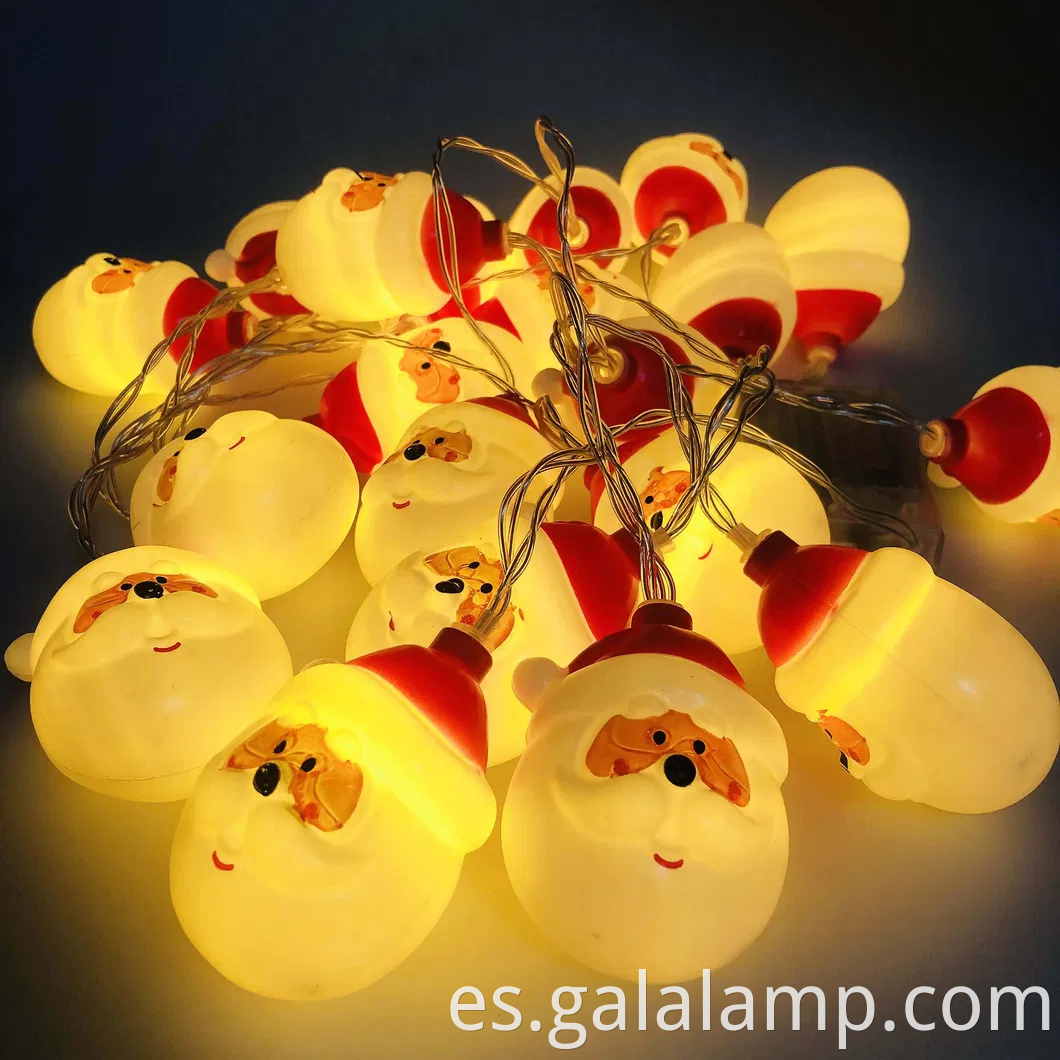 Coloridas luces de cuerda LED festivas con Santa Claus y Snowman